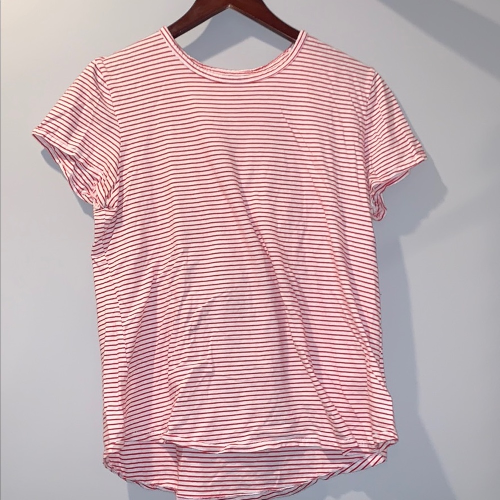 A red and white short sleeve shirt from Gap.